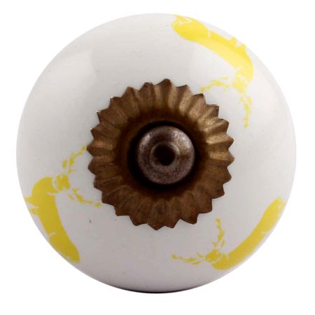 Yellow Standing Rein Deer Pattern Ceramic Cabinet Knob
